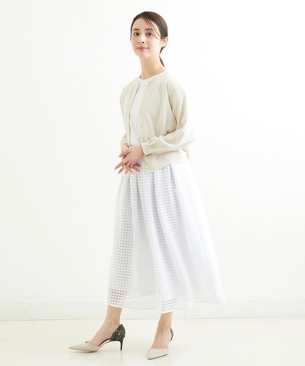 PHHGS32290 GEORGES RECH(小さいサイズ)(メゾン ドゥ サンク) [セットアップ対応]シアーチェックチュールスカート ブラック