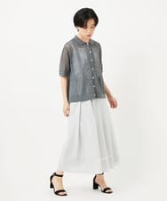 PHHHA55330 GEORGES RECH(小さいサイズ)(メゾン ドゥ サンク) [接触冷感/吸汗速乾]サッカータックフレアースカート ライトグレー