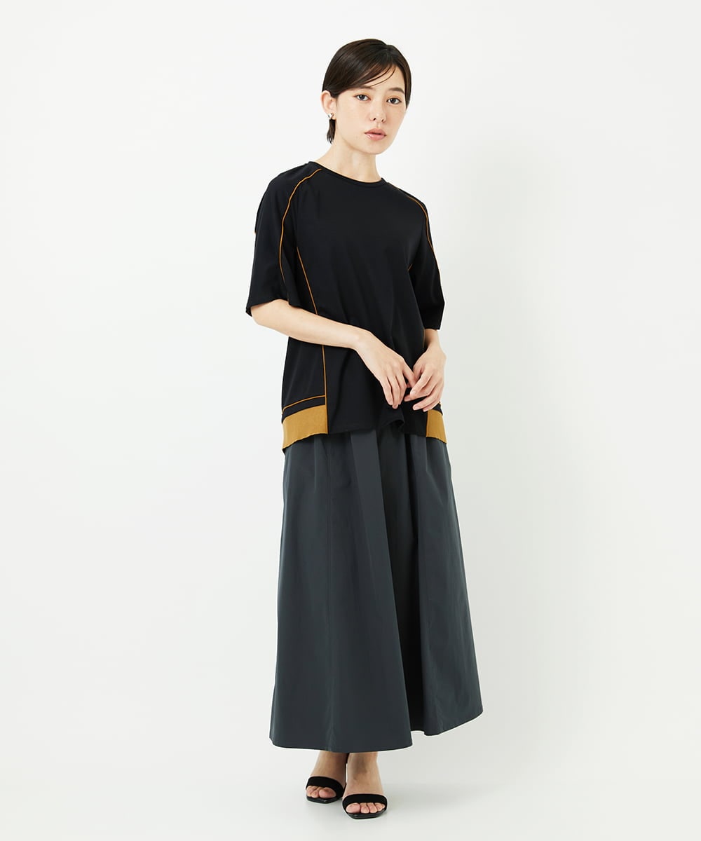 PHHHB05290 GEORGES RECH(小さいサイズ)(メゾン ドゥ サンク) [撥水加工]タフタギャザーフレアスカート ダークグレー