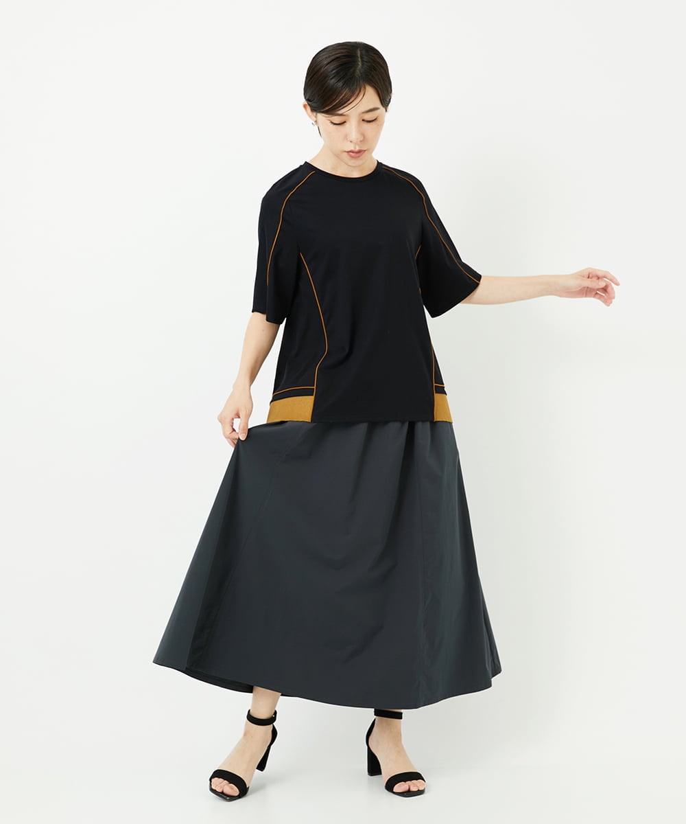 PHHHB05290 GEORGES RECH(小さいサイズ)(メゾン ドゥ サンク) [撥水加工]タフタギャザーフレアスカート ダークグレー