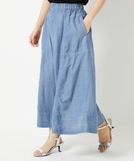 PHHHD41250 GEORGES RECH(小さいサイズ)(メゾン ドゥ サンク)  [セットアップ対応]ライトデニムフレアスカート ライトブルー