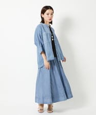 PHHHD41250 GEORGES RECH(小さいサイズ)(メゾン ドゥ サンク)  [セットアップ対応]ライトデニムフレアスカート ライトブルー