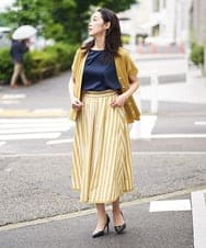 PHHHP03270 GEORGES RECH(小さいサイズ)(メゾン ドゥ サンク) 【セットアップ対応】ストライプフレアスカート イエロー