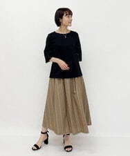 PHHHP03270 GEORGES RECH(小さいサイズ)(メゾン ドゥ サンク) 【セットアップ対応】ストライプフレアスカート イエロー