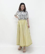 PHHHP03270 GEORGES RECH(小さいサイズ)(メゾン ドゥ サンク) 【セットアップ対応】ストライプフレアスカート イエロー
