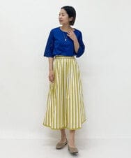 PHHHP03270 GEORGES RECH(小さいサイズ)(メゾン ドゥ サンク) 【セットアップ対応】ストライプフレアスカート イエロー