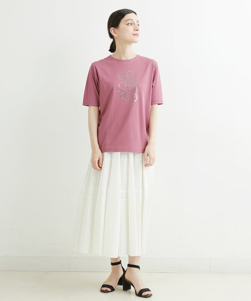 PHHHT18330 GEORGES RECH(小さいサイズ)(メゾン ドゥ サンク) ヴィンテージツイルプリーツスカート グレイッシュベージュ