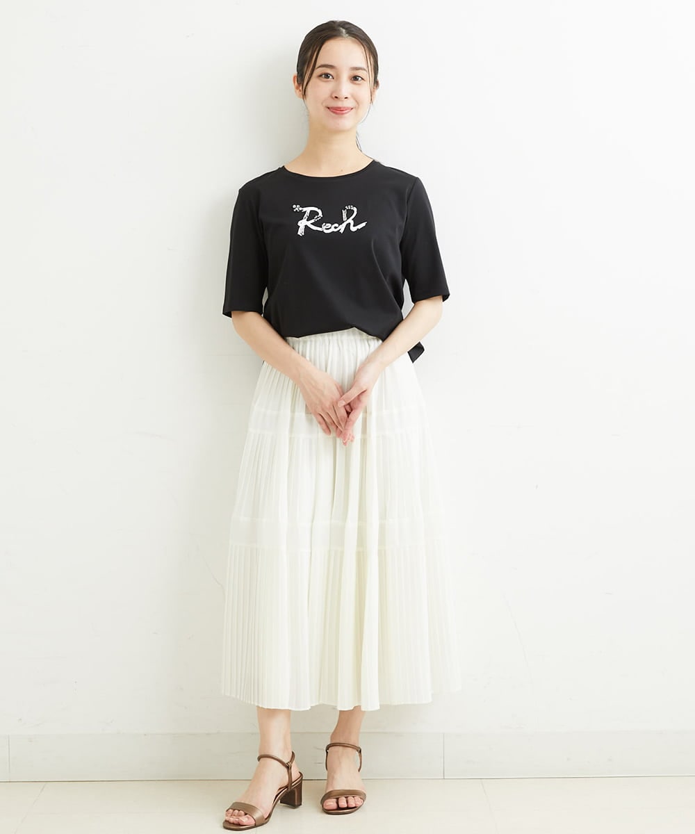 PHHHT18330 GEORGES RECH(小さいサイズ)(メゾン ドゥ サンク) ヴィンテージツイルプリーツスカート グレイッシュベージュ