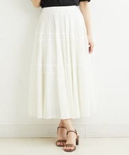 PHHHT18330 GEORGES RECH(小さいサイズ)(メゾン ドゥ サンク) ヴィンテージツイルプリーツスカート ホワイト