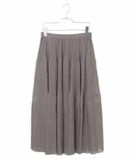 PHHHT18330 GEORGES RECH(小さいサイズ)(メゾン ドゥ サンク) ヴィンテージツイルプリーツスカート グレイッシュベージュ