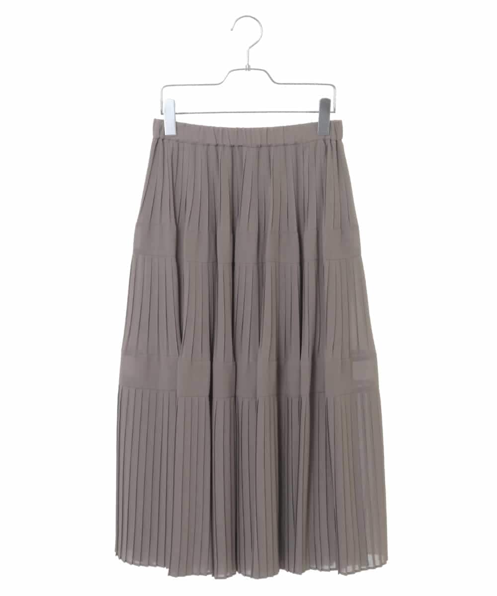PHHHT18330 GEORGES RECH(小さいサイズ)(メゾン ドゥ サンク) ヴィンテージツイルプリーツスカート グレイッシュベージュ