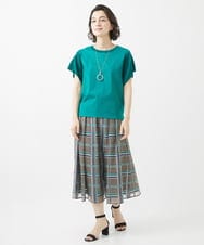 PHHHW01390 GEORGES RECH(小さいサイズ)(メゾン ドゥ サンク) [セットアップ対応]グラフィカルチェックシースルーフレアースカート ブラウン系