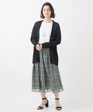 PHHHW01390 GEORGES RECH(小さいサイズ)(メゾン ドゥ サンク) [セットアップ対応]グラフィカルチェックシースルーフレアースカート ブラウン系
