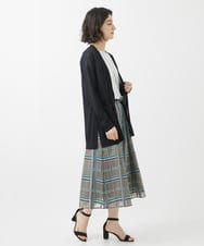 PHHHW01390 GEORGES RECH(小さいサイズ)(メゾン ドゥ サンク) [セットアップ対応]グラフィカルチェックシースルーフレアースカート ブラウン系
