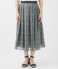 PHHHW01390 GEORGES RECH(小さいサイズ)(メゾン ドゥ サンク) [セットアップ対応]グラフィカルチェックシースルーフレアースカート ブラウン系