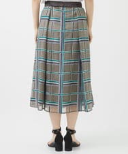PHHHW01390 GEORGES RECH(小さいサイズ)(メゾン ドゥ サンク) [セットアップ対応]グラフィカルチェックシースルーフレアースカート ブラウン系