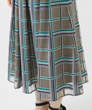 PHHHW01390 GEORGES RECH(小さいサイズ)(メゾン ドゥ サンク) [セットアップ対応]グラフィカルチェックシースルーフレアースカート ブラウン系