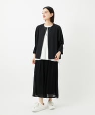 PHHJB22330 GEORGES RECH(小さいサイズ)(メゾン ドゥ サンク) シアーストライプティアードスカート ブラック