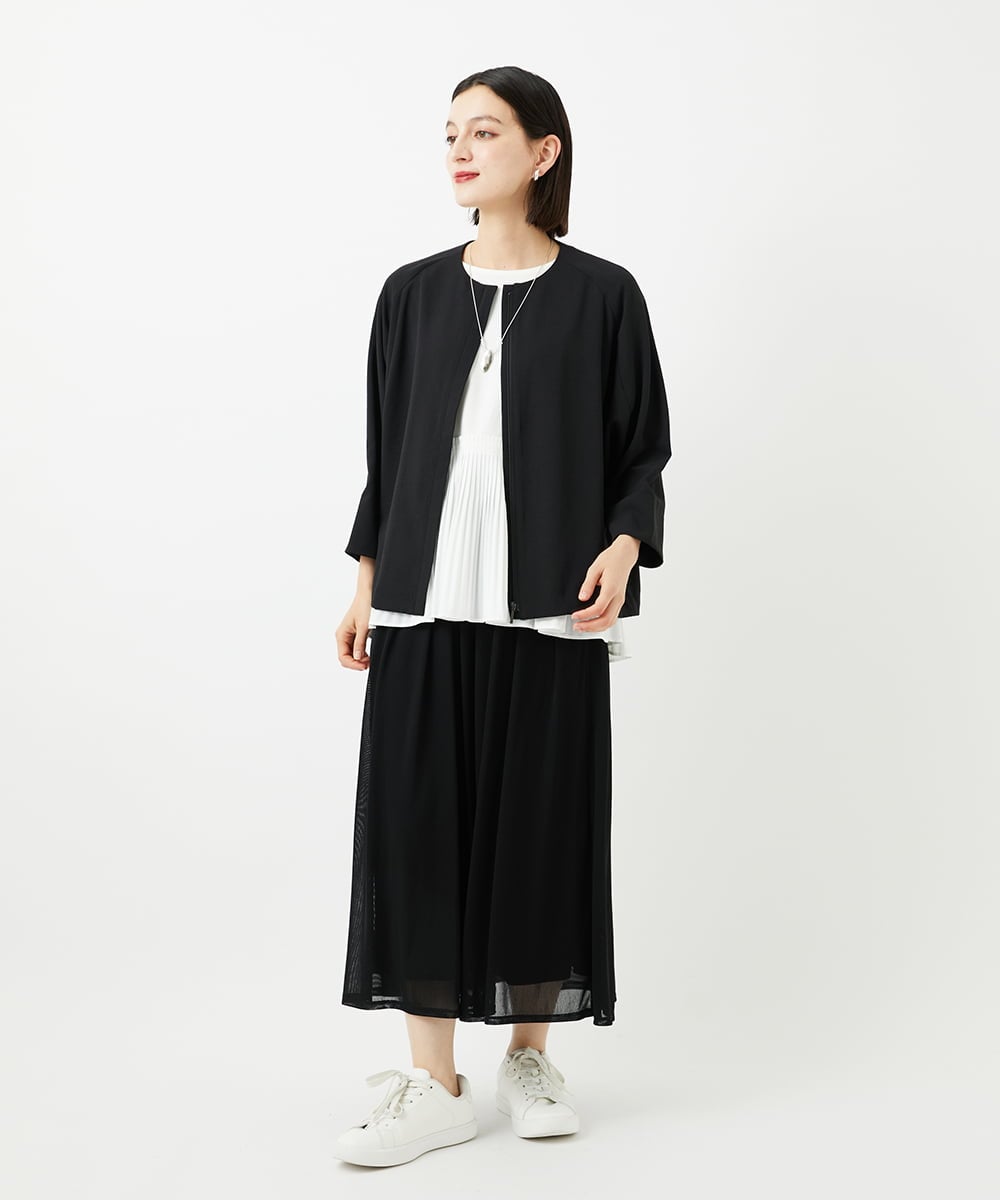 PHHJB22330 GEORGES RECH(小さいサイズ)(メゾン ドゥ サンク) シアーストライプティアードスカート ブラック