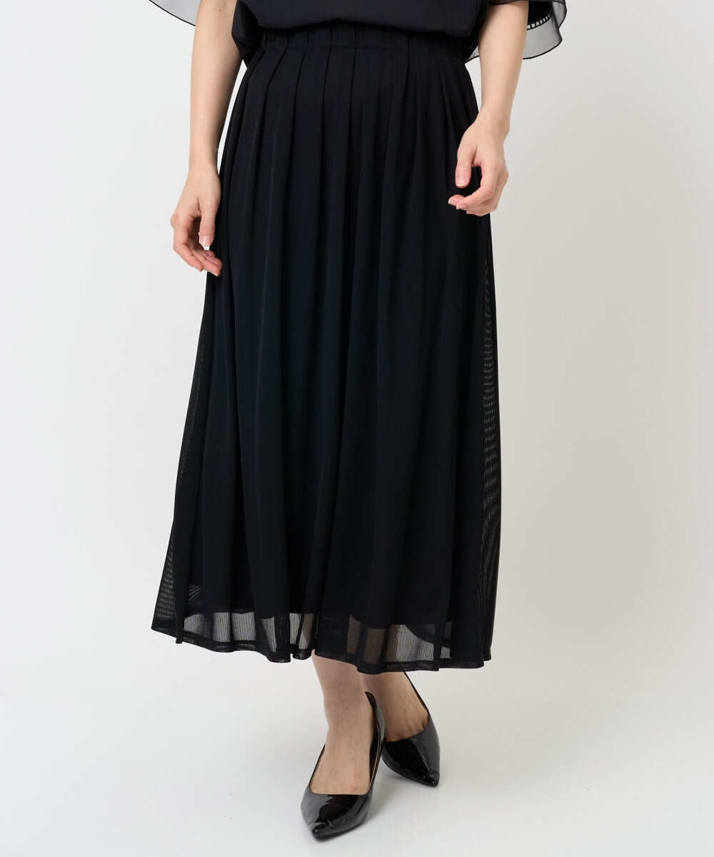PHHJB22330 GEORGES RECH(小さいサイズ)(メゾン ドゥ サンク) シアーストライプティアードスカート ブラック