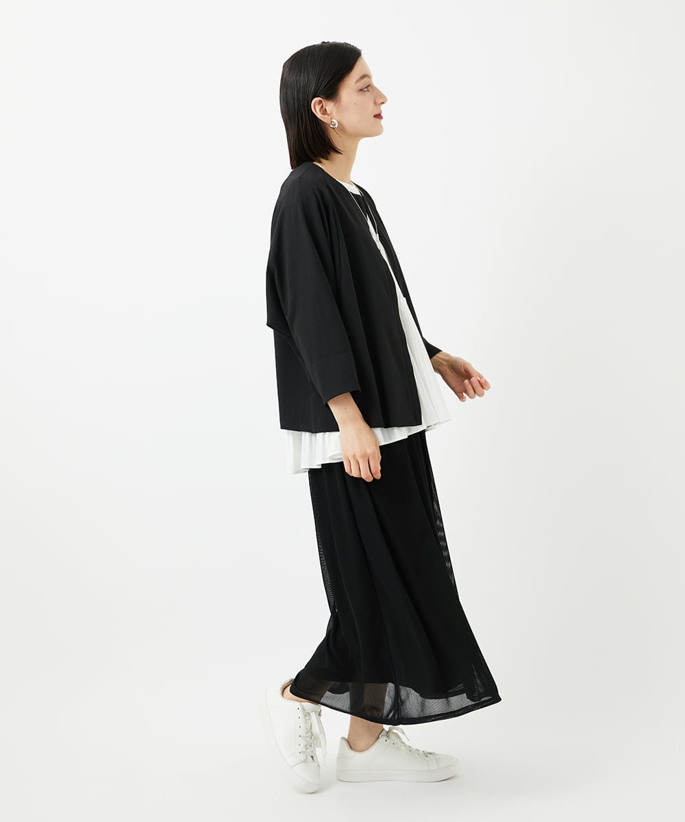 PHHJB22330 GEORGES RECH(小さいサイズ)(メゾン ドゥ サンク) シアーストライプティアードスカート ブラック