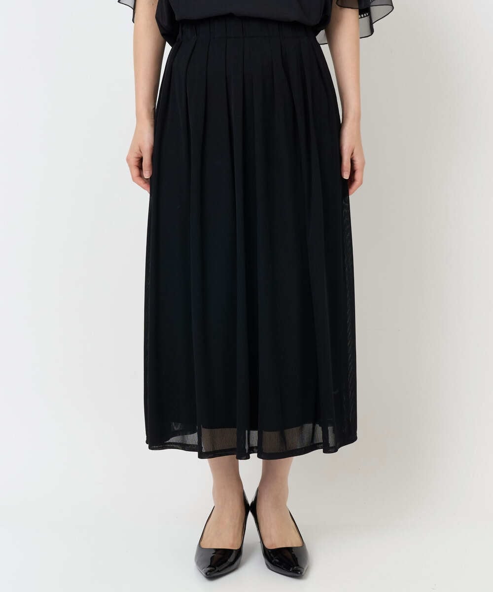 PHHJB22330 GEORGES RECH(小さいサイズ)(メゾン ドゥ サンク) シアーストライプティアードスカート ブラック