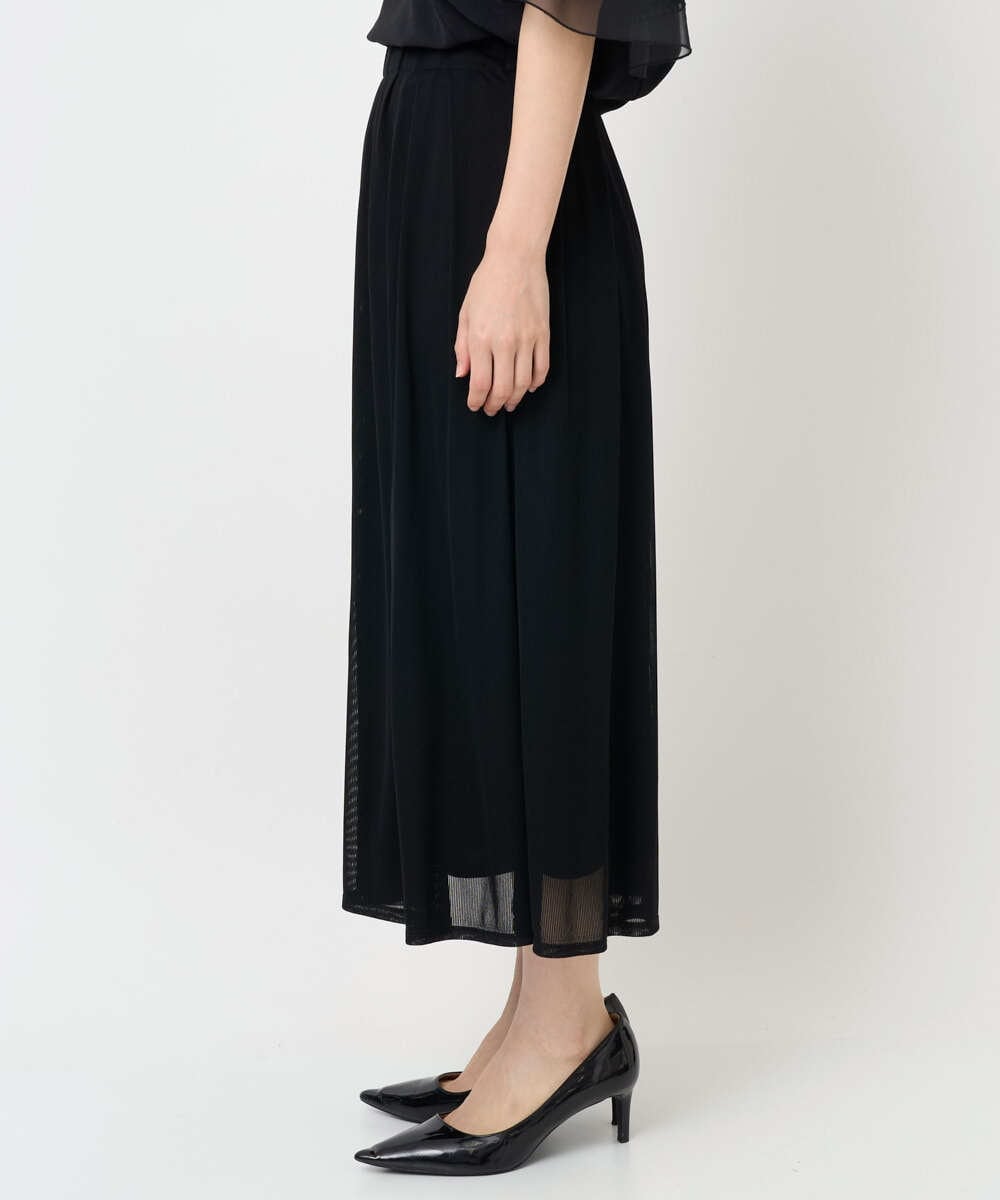 PHHJB22330 GEORGES RECH(小さいサイズ)(メゾン ドゥ サンク) シアーストライプティアードスカート ブラック