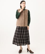 PHHJE21290 GEORGES RECH(小さいサイズ)(メゾン ドゥ サンク)  [セットアップ対応]チェックフレアスカート ブラウン