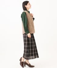 PHHJE21290 GEORGES RECH(小さいサイズ)(メゾン ドゥ サンク)  [セットアップ対応]チェックフレアスカート ブラウン
