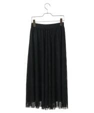 PHHJS05330 GEORGES RECH(小さいサイズ)(メゾン ドゥ サンク) メッシュストライプギャザーフレアスカート ブラック×グリーン