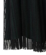PHHJS05330 GEORGES RECH(小さいサイズ)(メゾン ドゥ サンク) メッシュストライプギャザーフレアスカート ブラック×グリーン