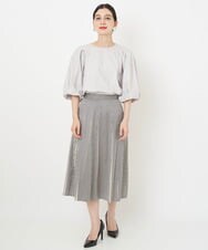 PHHJS46330 GEORGES RECH(小さいサイズ)(メゾン ドゥ サンク) ダイヤ柄プリーツスカート ブラック×グレージュ