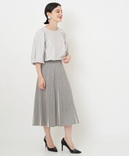 PHHJS46330 GEORGES RECH(小さいサイズ)(メゾン ドゥ サンク) ダイヤ柄プリーツスカート ブラック×グレージュ
