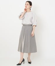 PHHJS46330 GEORGES RECH(小さいサイズ)(メゾン ドゥ サンク) ダイヤ柄プリーツスカート ブラック×グレージュ