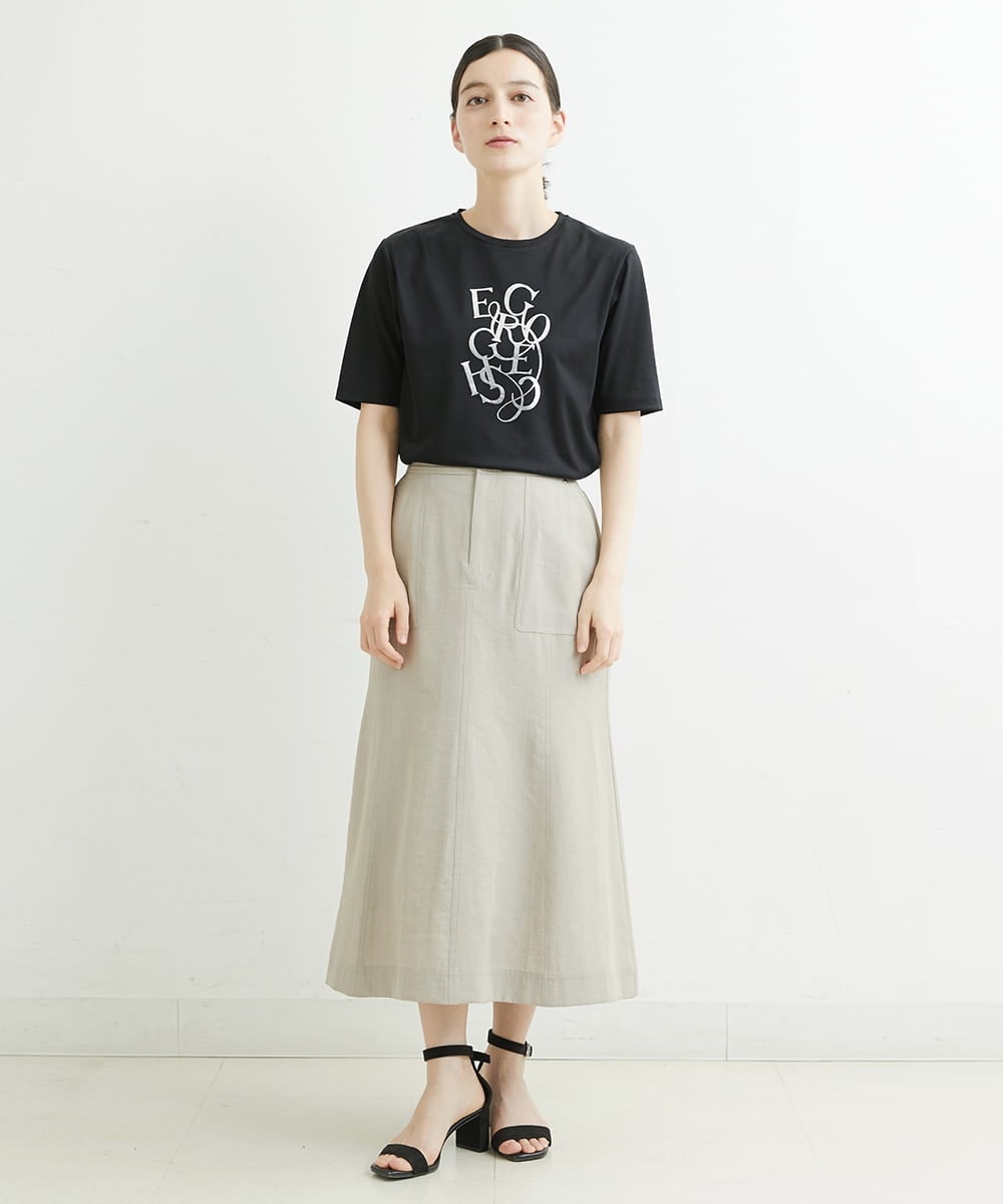 PHHJT39260 GEORGES RECH(小さいサイズ)(メゾン ドゥ サンク) [接触冷感]シャンブレーマーメイドスカート ブラック