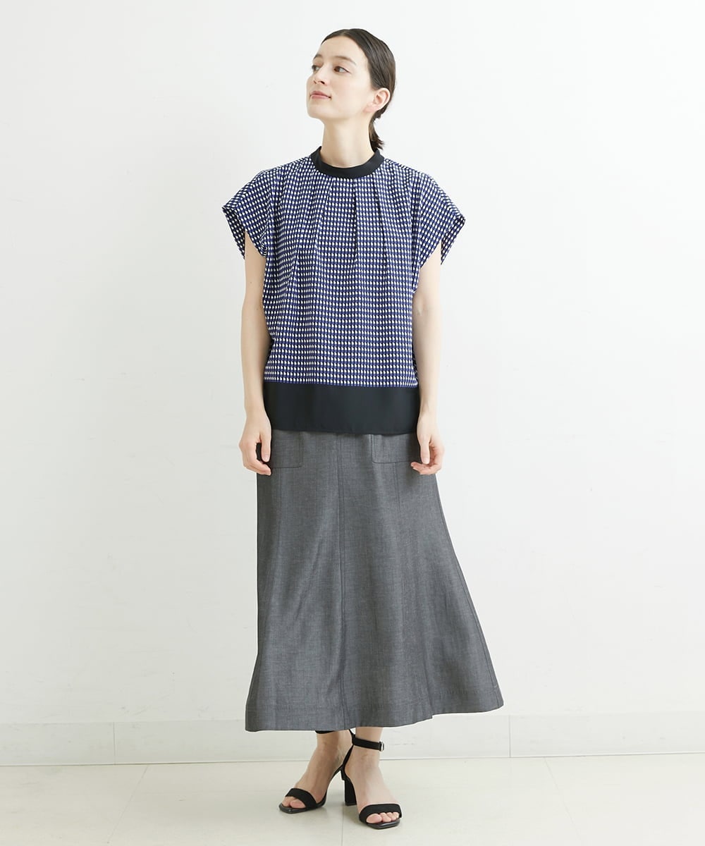 PHHJT39260 GEORGES RECH(小さいサイズ)(メゾン ドゥ サンク) [接触冷感]シャンブレーマーメイドスカート ブラック