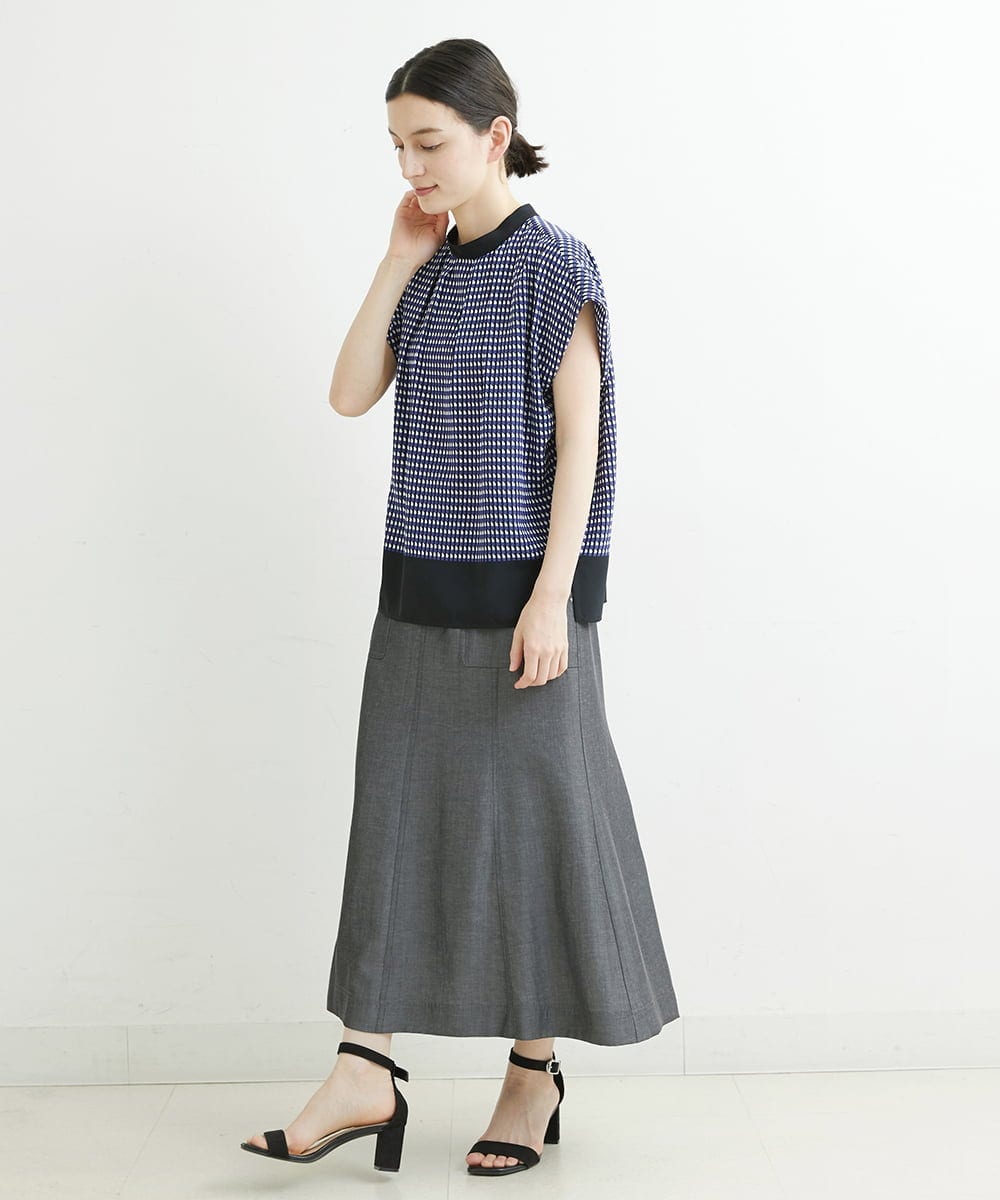 PHHJT39260 GEORGES RECH(小さいサイズ)(メゾン ドゥ サンク) [接触冷感]シャンブレーマーメイドスカート ブラック
