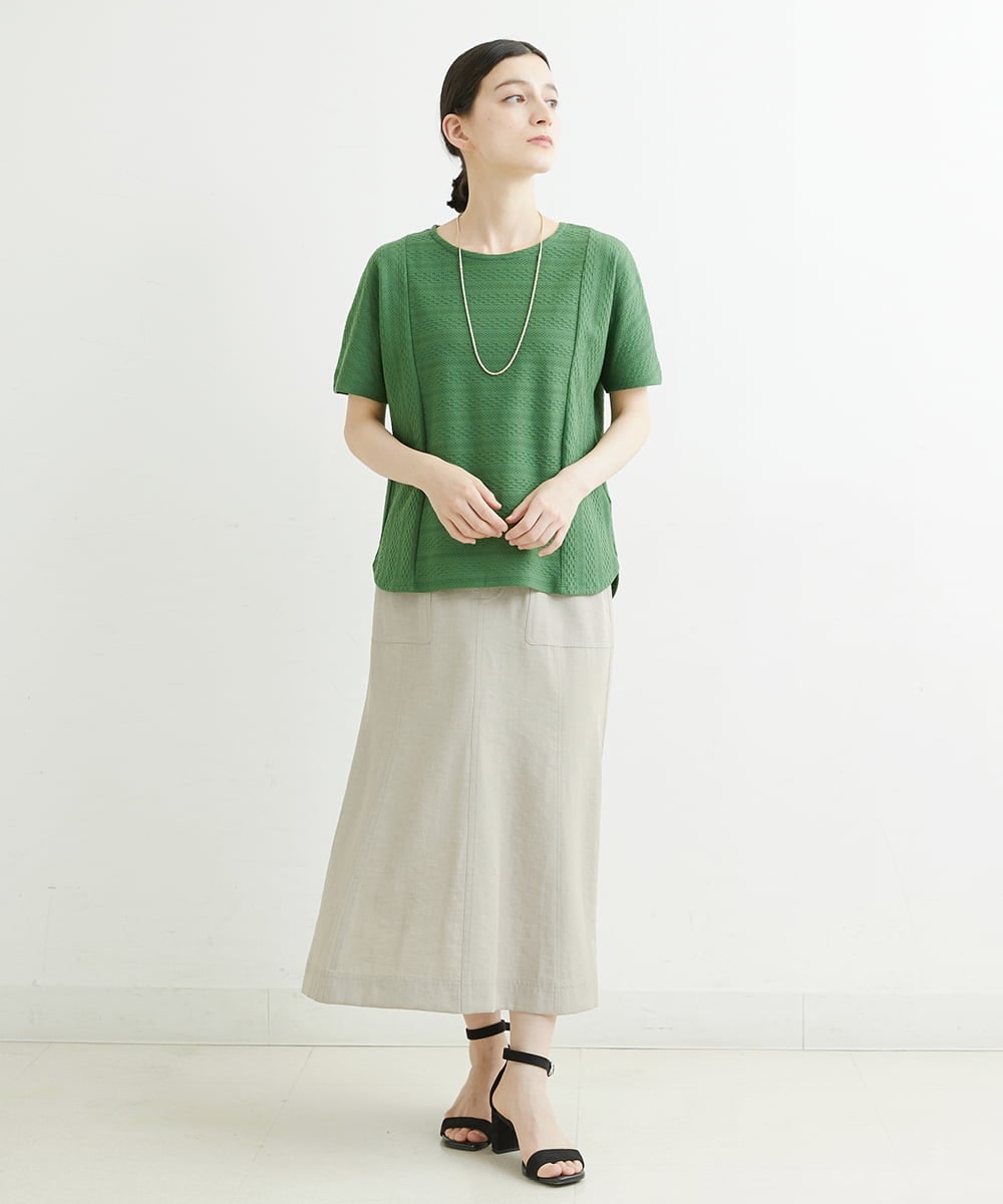 PHHJT39260 GEORGES RECH(小さいサイズ)(メゾン ドゥ サンク) [接触冷感]シャンブレーマーメイドスカート ブラック