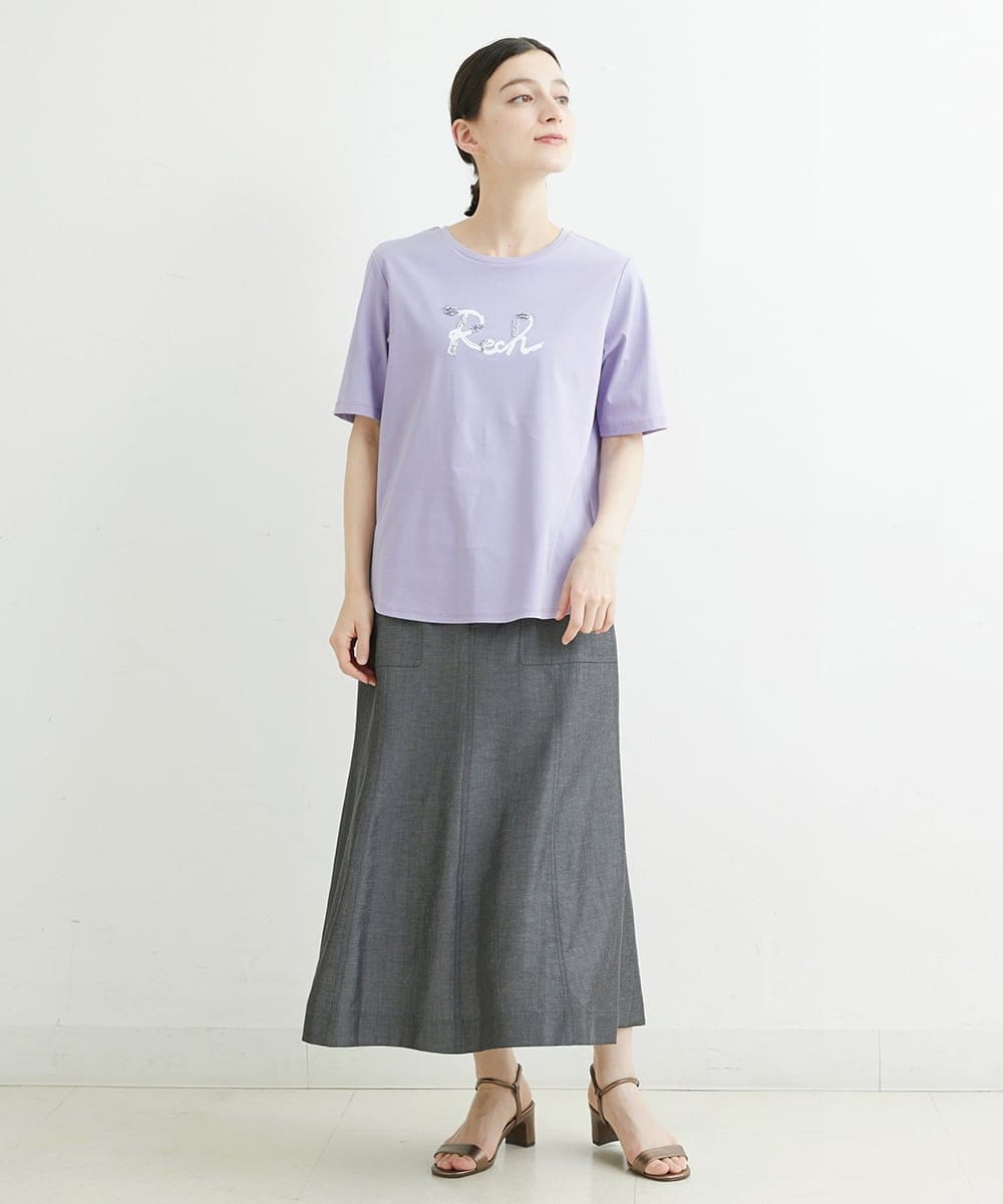 PHHJT39260 GEORGES RECH(小さいサイズ)(メゾン ドゥ サンク) [接触冷感]シャンブレーマーメイドスカート ブラック