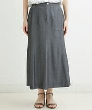 PHHJT39260 GEORGES RECH(小さいサイズ)(メゾン ドゥ サンク) [接触冷感]シャンブレーマーメイドスカート ブラック