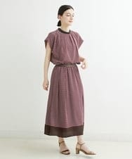 PHHJU33290 GEORGES RECH(小さいサイズ)(メゾン ドゥ サンク) [セットアップ対応]パネルプリントタックフレアスカート ピンク×ブラウン系