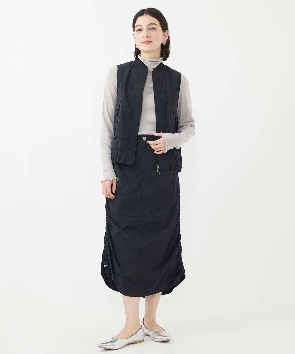 PHHJV01290 GEORGES RECH(小さいサイズ)(メゾン ドゥ サンク)  [セットアップ対応]サイドギャザードロストスカート ベージュ