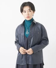 PHJAA40360 GEORGES RECH(小さいサイズ)(メゾン ドゥ サンク)  [セットアップ対応]ライトレザーシャツブルゾン ネイビー