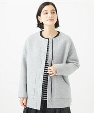 PHJAB51560 GEORGES RECH(小さいサイズ)(メゾン ドゥ サンク) レスクウールリバーノーカラーミドルジャケット ライトグレー