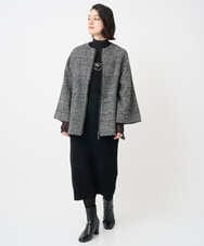 PHJAD31630 GEORGES RECH(小さいサイズ)(メゾン ドゥ サンク) シルクウールグレンチェックポンチョジャケット ブラック