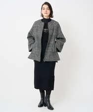 PHJAD31630 GEORGES RECH(小さいサイズ)(メゾン ドゥ サンク) シルクウールグレンチェックポンチョジャケット ブラック