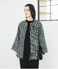 PHJAD31630 GEORGES RECH(小さいサイズ)(メゾン ドゥ サンク) シルクウールグレンチェックポンチョジャケット ブラック