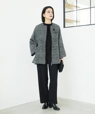 PHJAD31630 GEORGES RECH(小さいサイズ)(メゾン ドゥ サンク) シルクウールグレンチェックポンチョジャケット ブラック