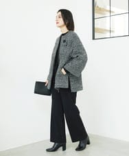 PHJAD31630 GEORGES RECH(小さいサイズ)(メゾン ドゥ サンク) シルクウールグレンチェックポンチョジャケット ブラック