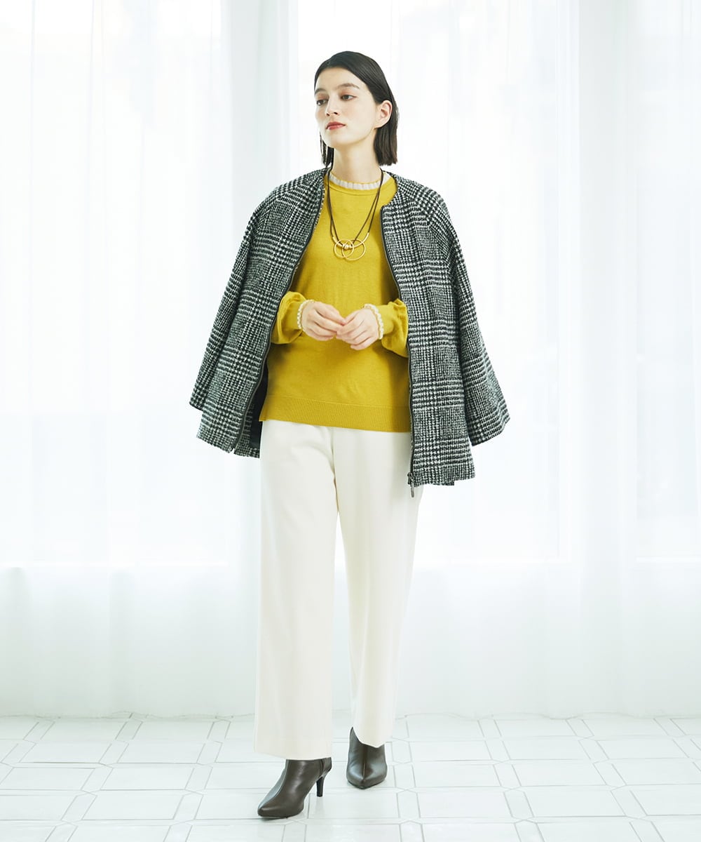 PHJAD31630 GEORGES RECH(小さいサイズ)(メゾン ドゥ サンク) シルクウールグレンチェックポンチョジャケット ブラック